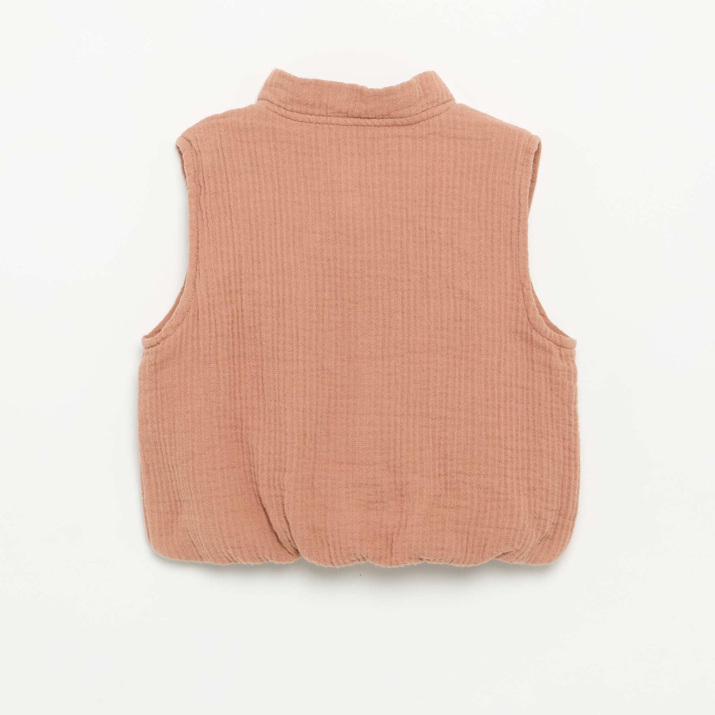 Sleeveless double cotton gauze vest BROWN