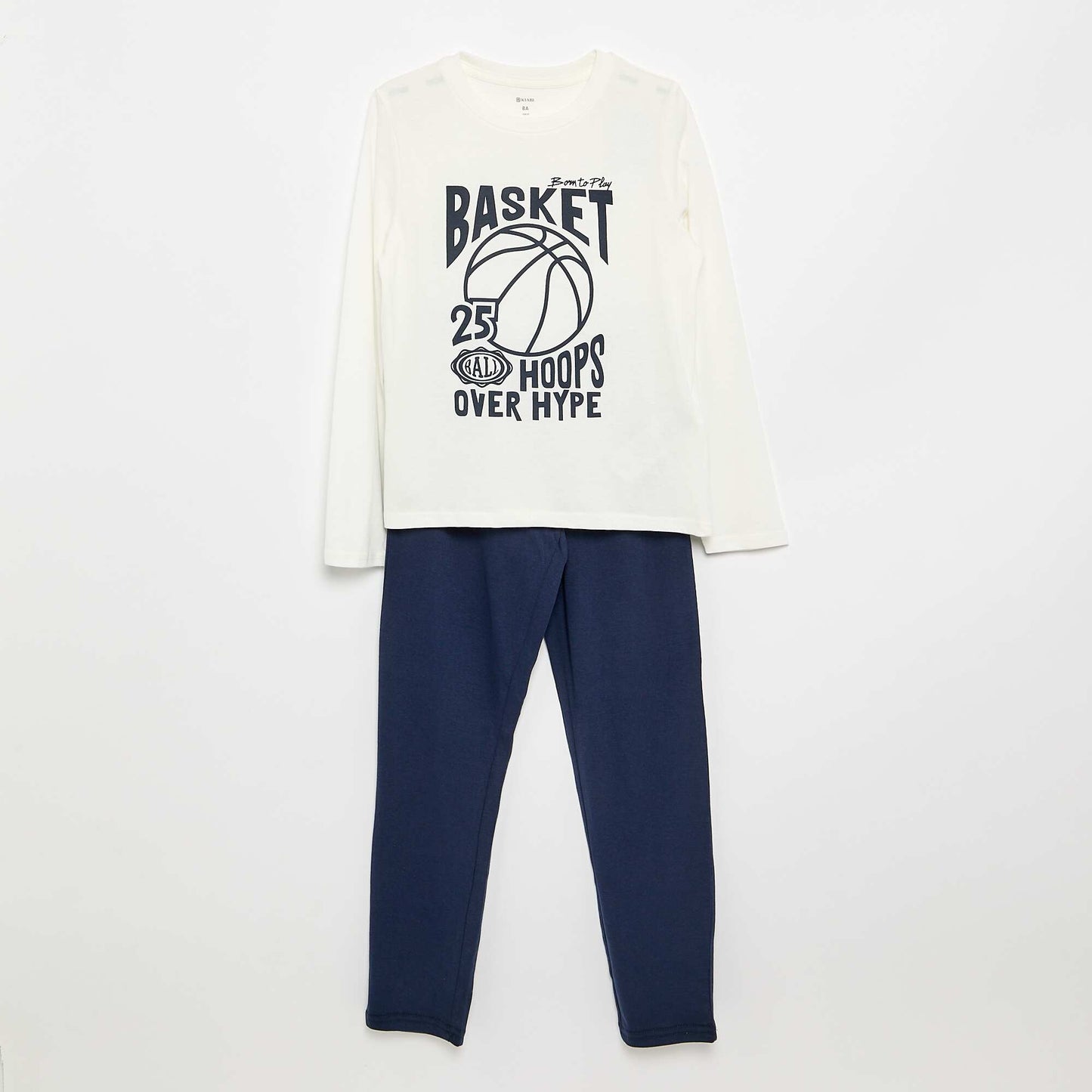 2-piece Pyjamas - Long-sleeved T-shirt + Trousers WHITE