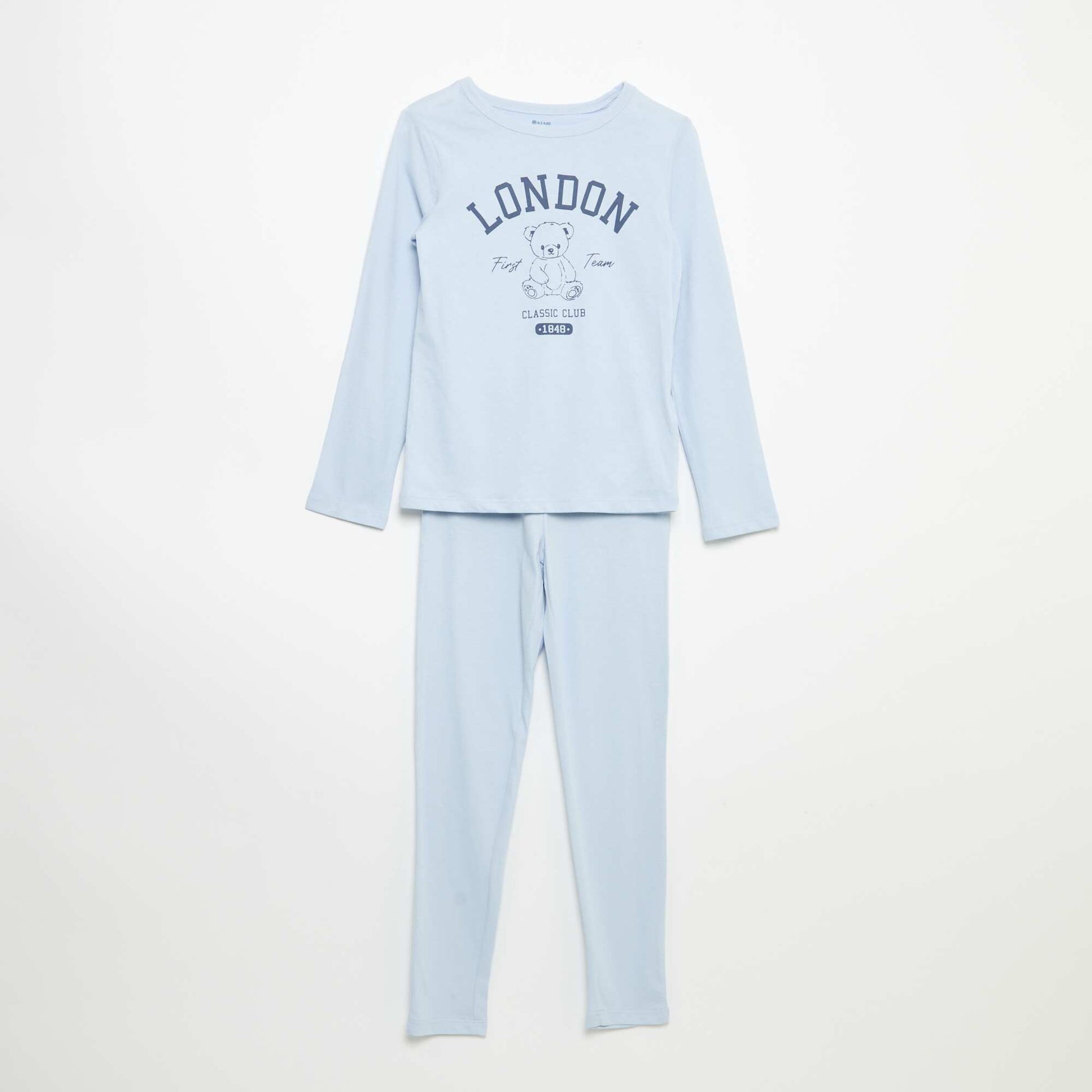Long cotton jersey pajamas - 2 pieces BLUE