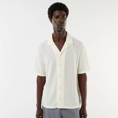 Short-sleeved open-knit shirt WHITE