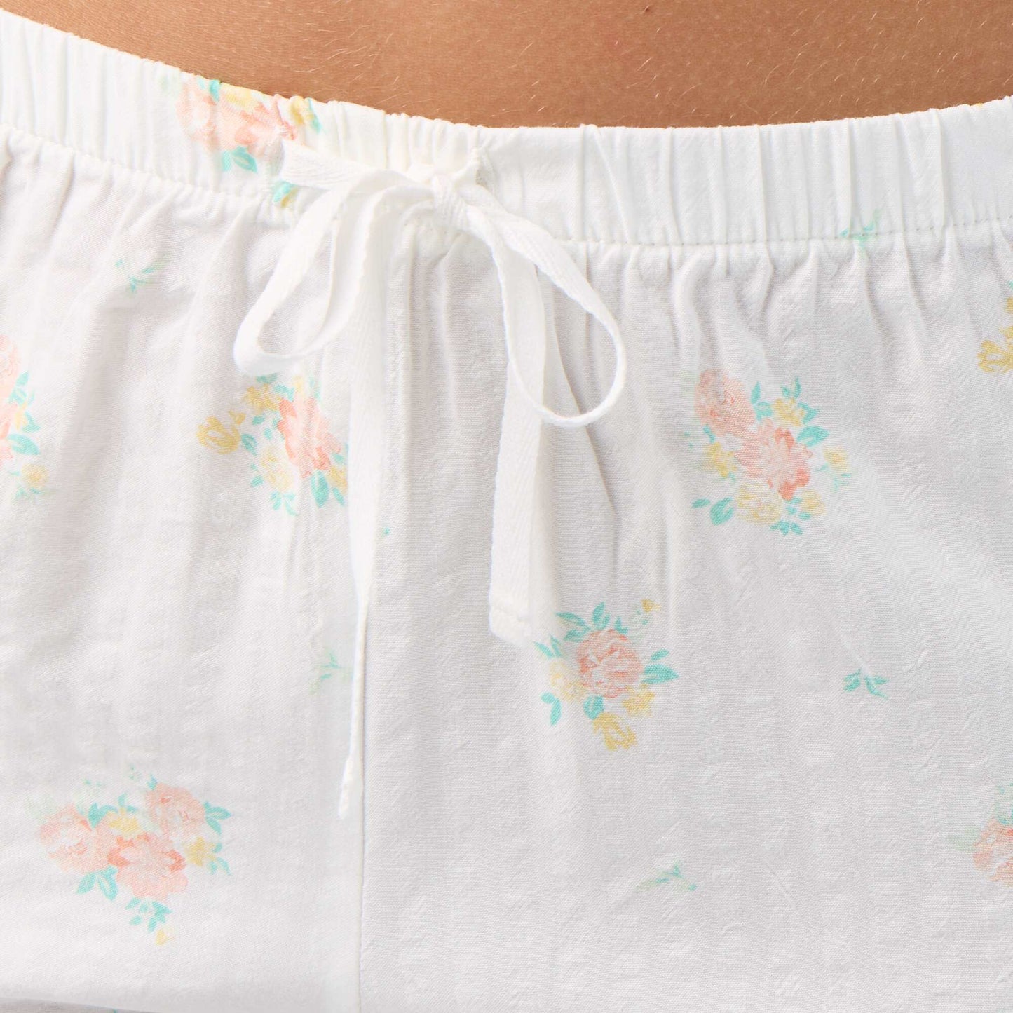 Printed Cotton Voile Short Pajama Set - 2-Piece WHITE