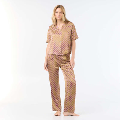 Lightweight Printed Knit Pajamas BROWN