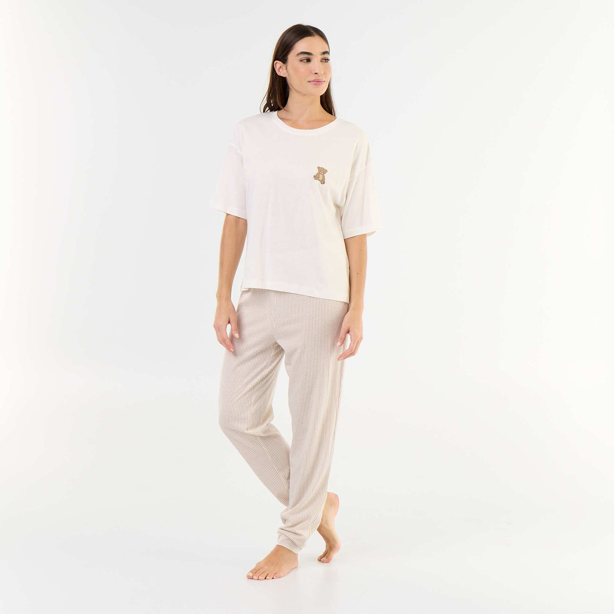 2-piece pyjama set - t-shirt + trousers WHITE