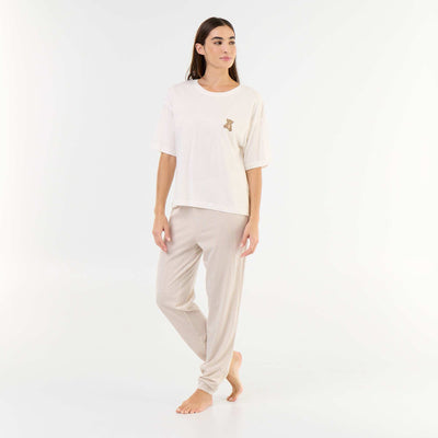 2-piece pyjama set - t-shirt + trousers WHITE