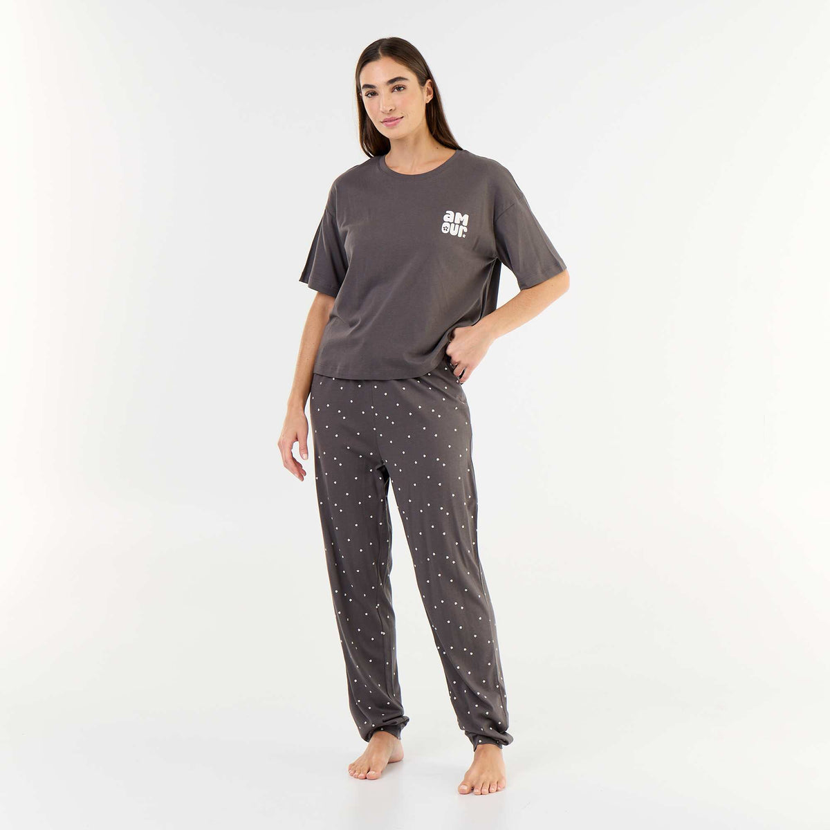 2-piece pyjama set - t-shirt + trousers BLACK