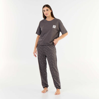 2-piece pyjama set - t-shirt + trousers BLACK