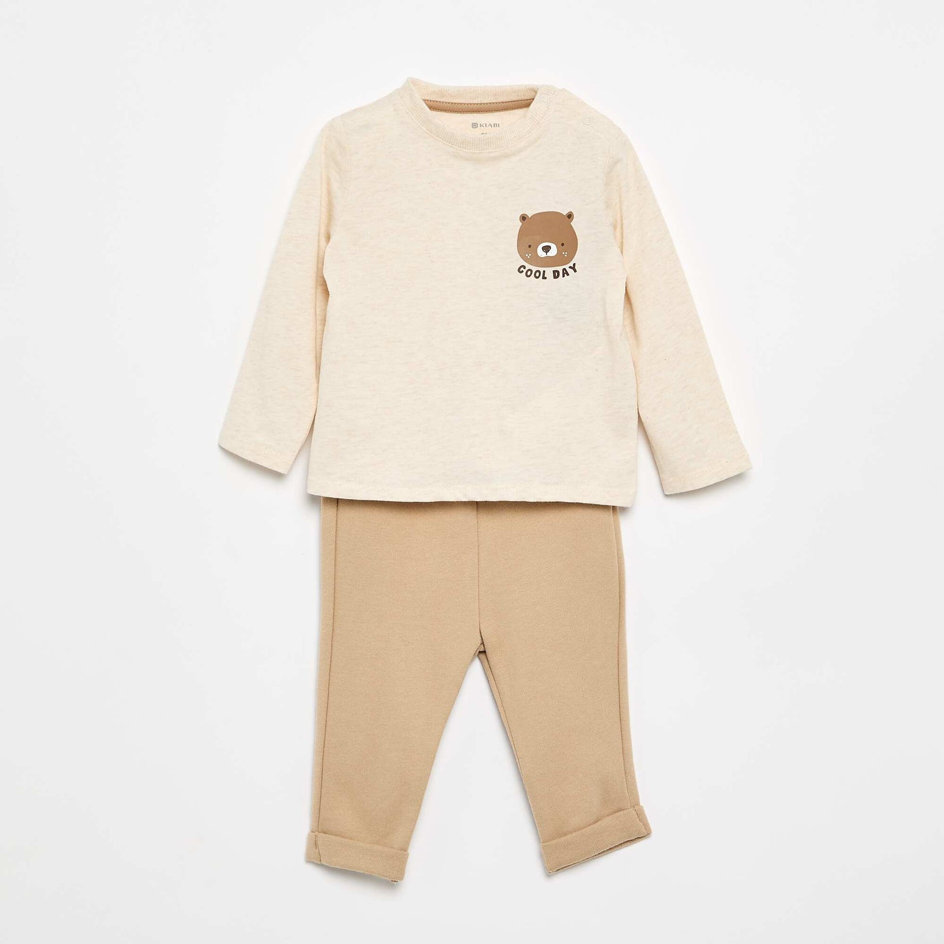 2-Piece T-shirt and Jogging Bottoms Set BEIGE