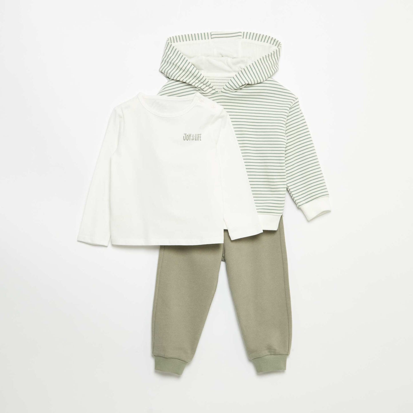 3-Piece Sweatshirt  Joggers & T-shirt Set KHAKI