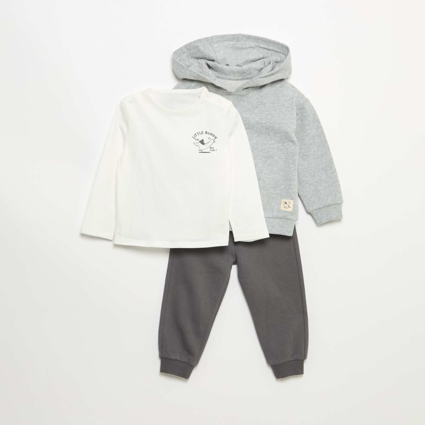 3-Piece Sweatshirt  Joggers & T-shirt Set BEIGE
