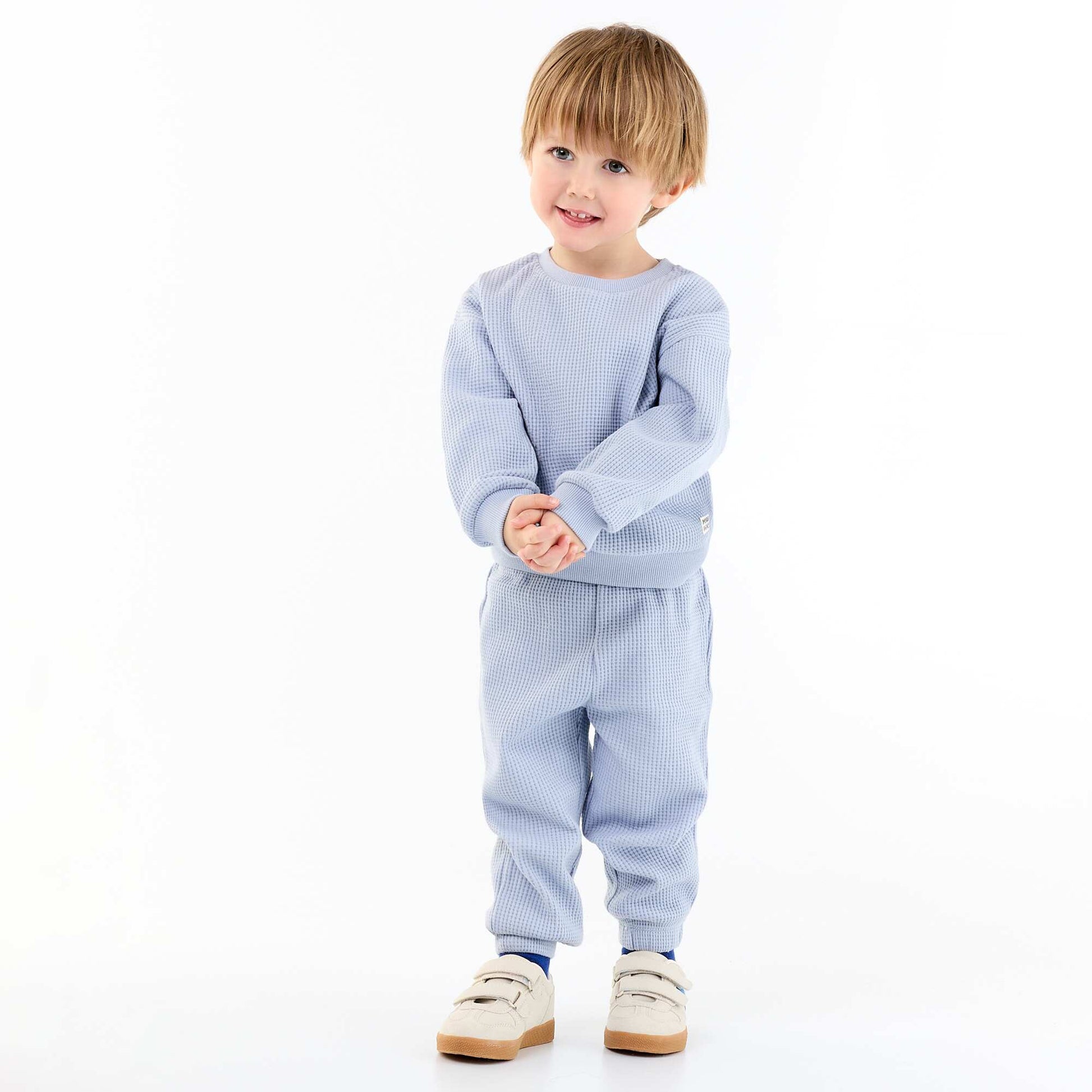 Waffle knit jogging set - 2 pieces BLUE