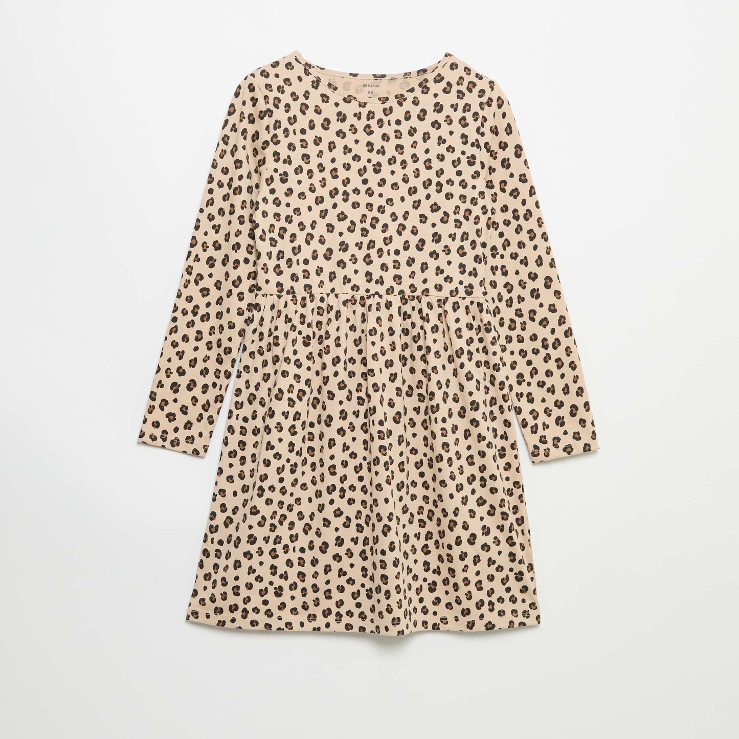 Long-sleeved cotton jersey dress BEIGE