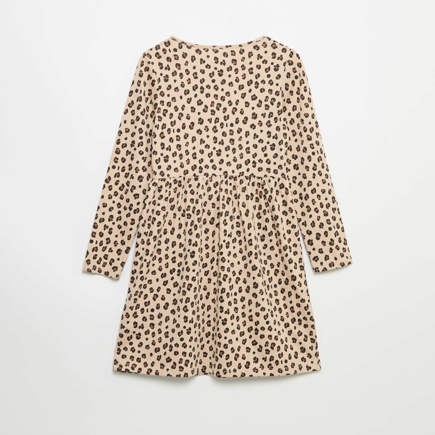 Long-sleeved cotton jersey dress BEIGE