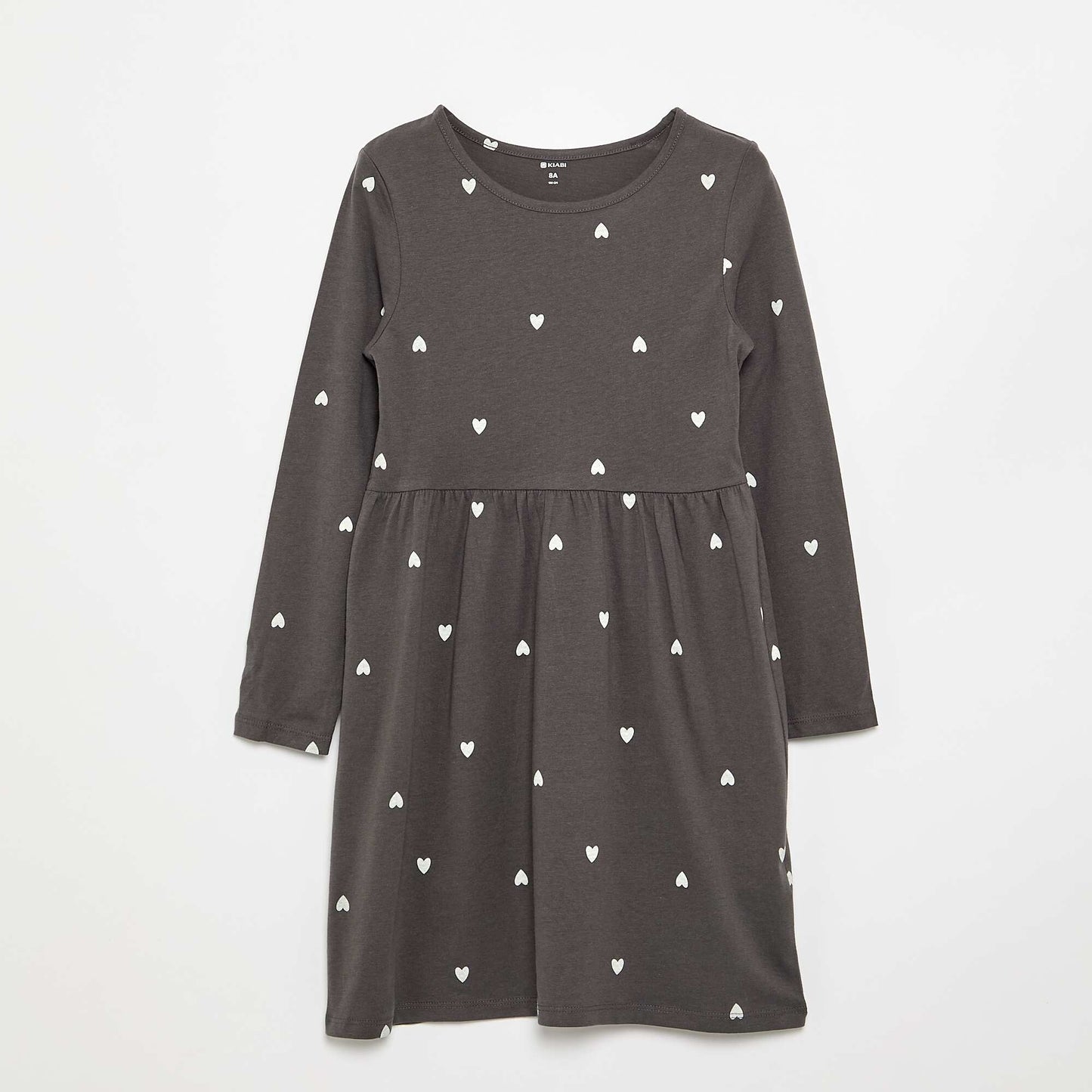 Long-sleeved cotton jersey dress BLACK