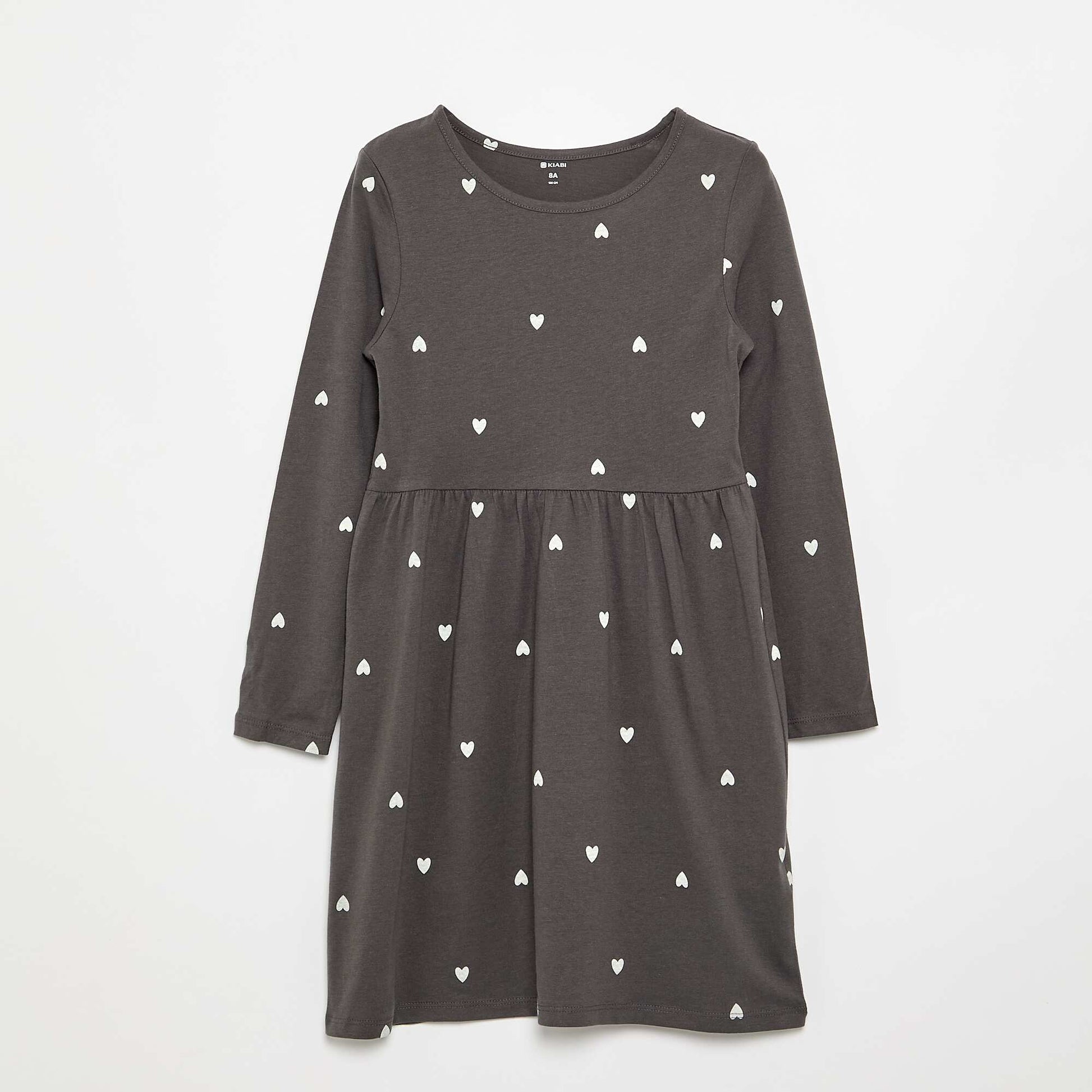 Long-sleeved cotton jersey dress BLACK