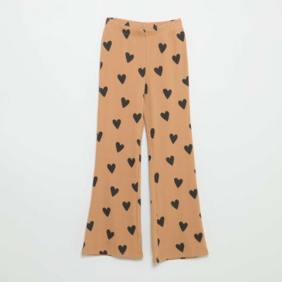 Patterned Long Leggings BROWN