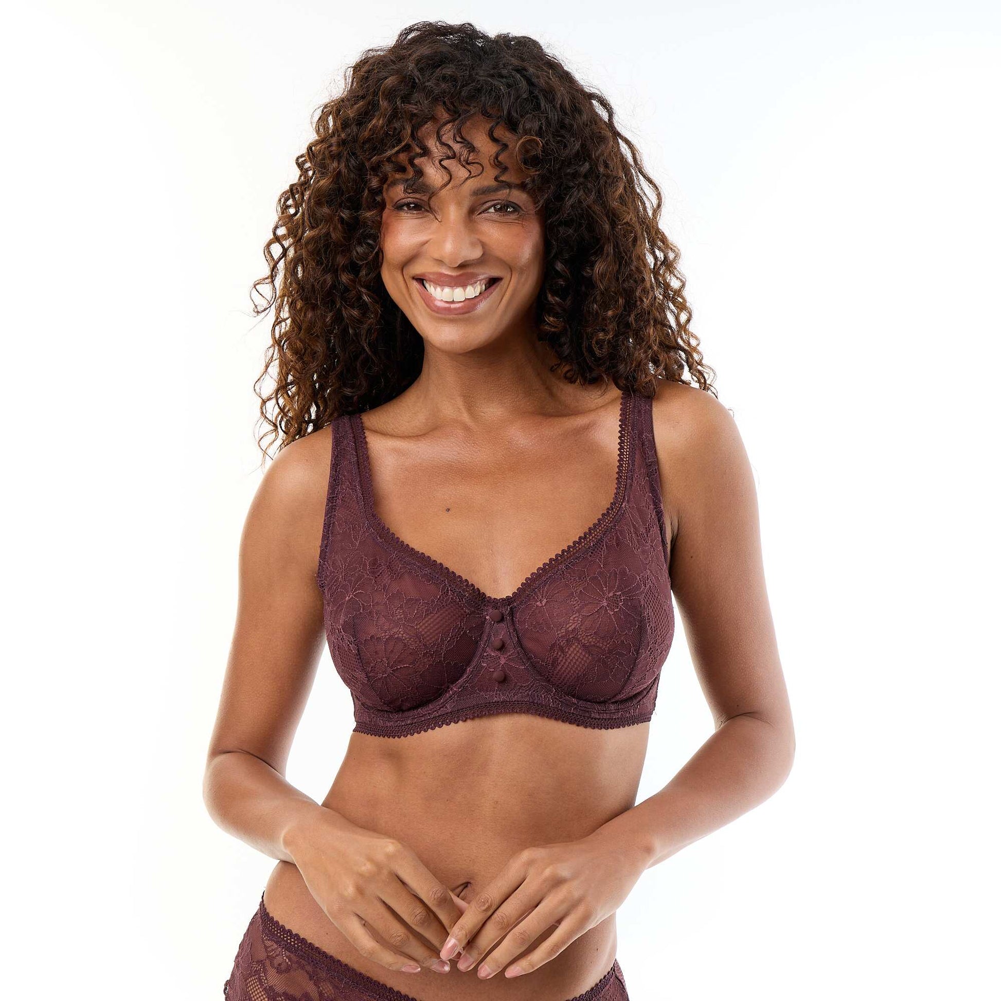 Full-coverage balconette bra PURPLE