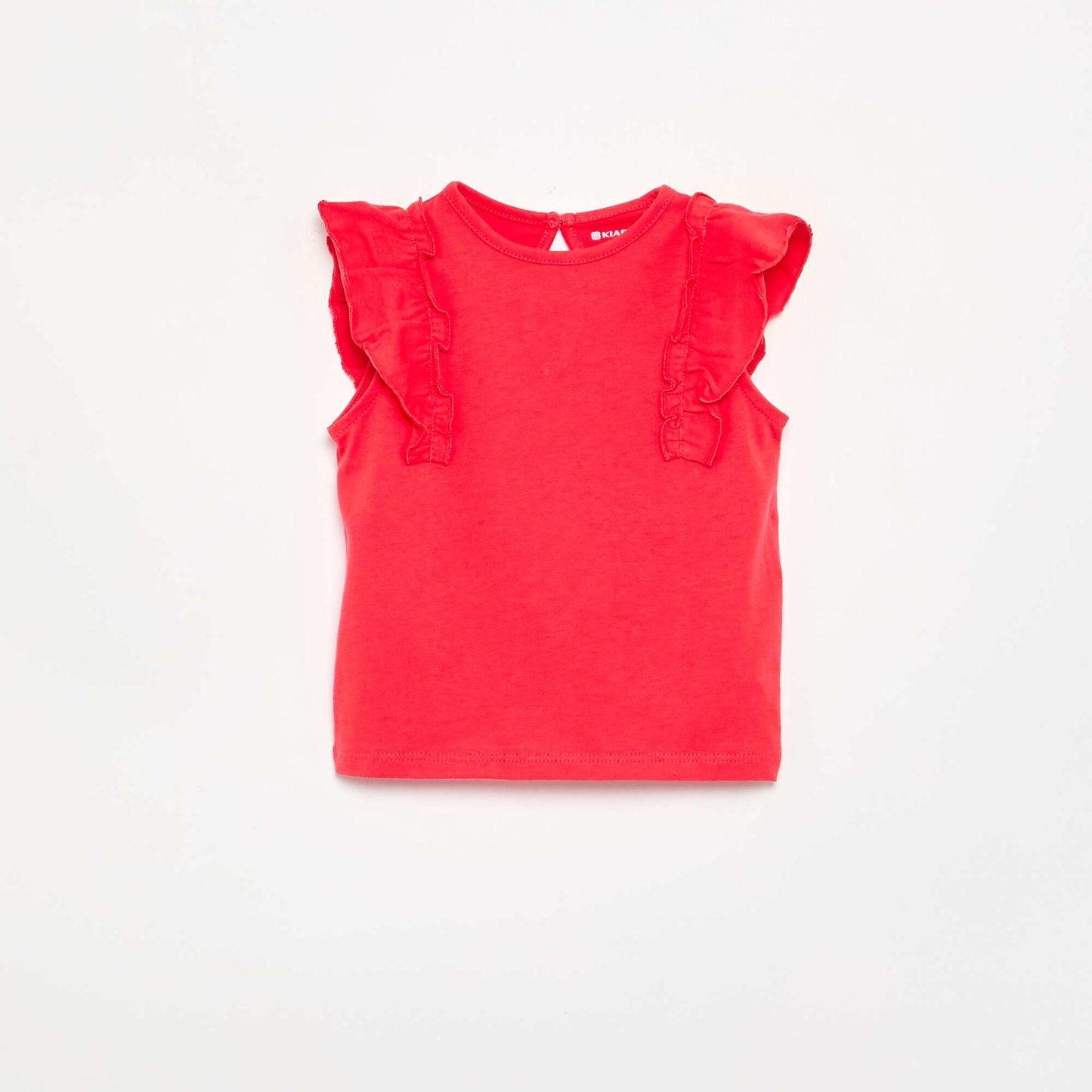 Ruffle-sleeved T-shirt RED