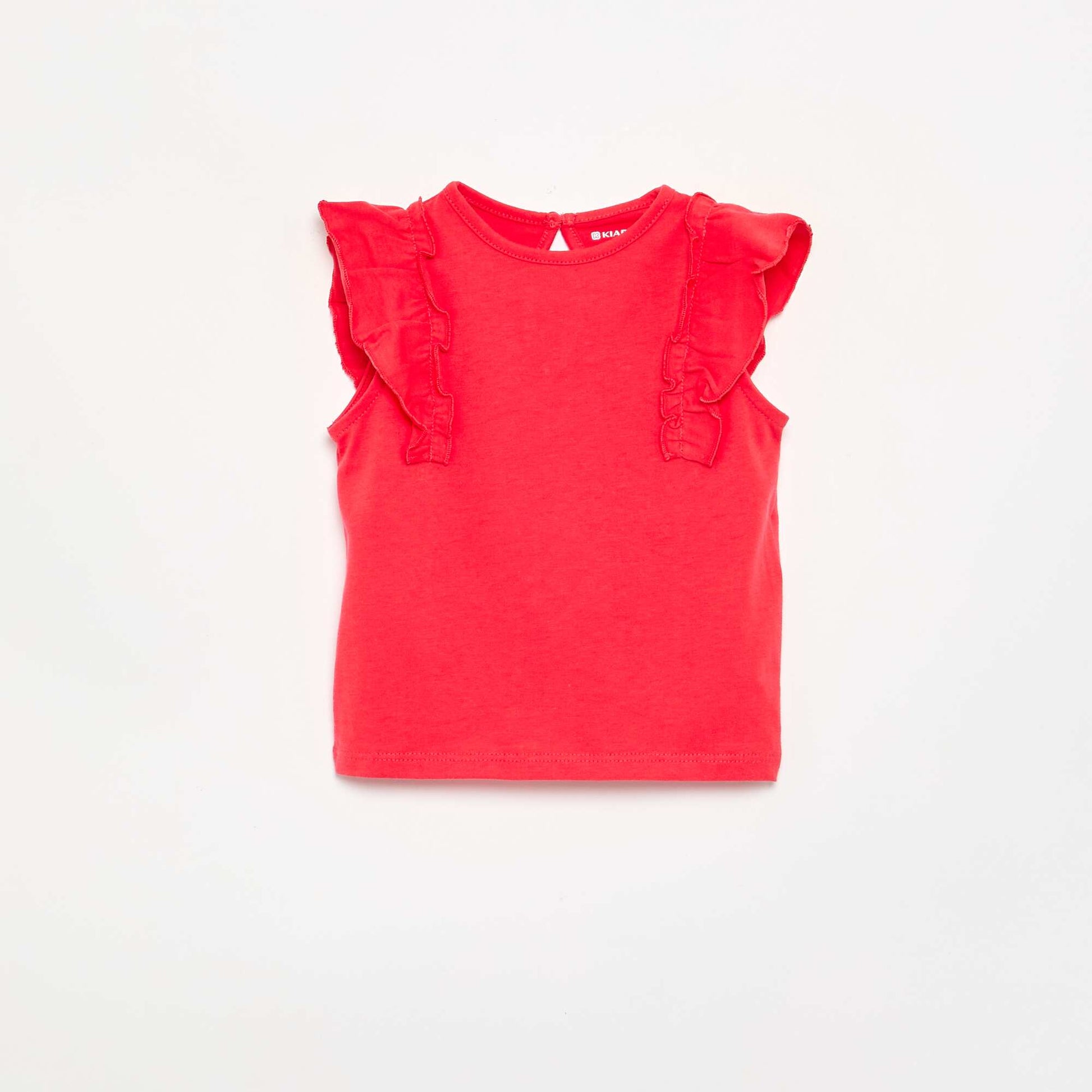 Ruffle-sleeved T-shirt RED