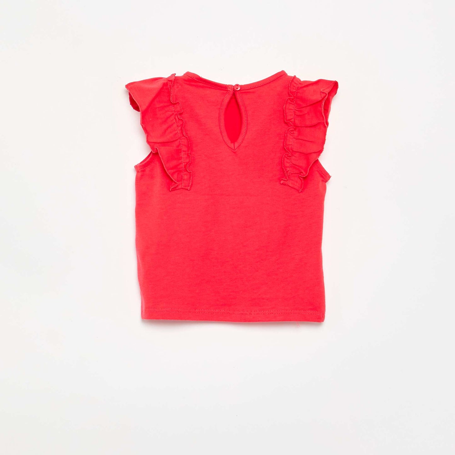 Ruffle-sleeved T-shirt RED