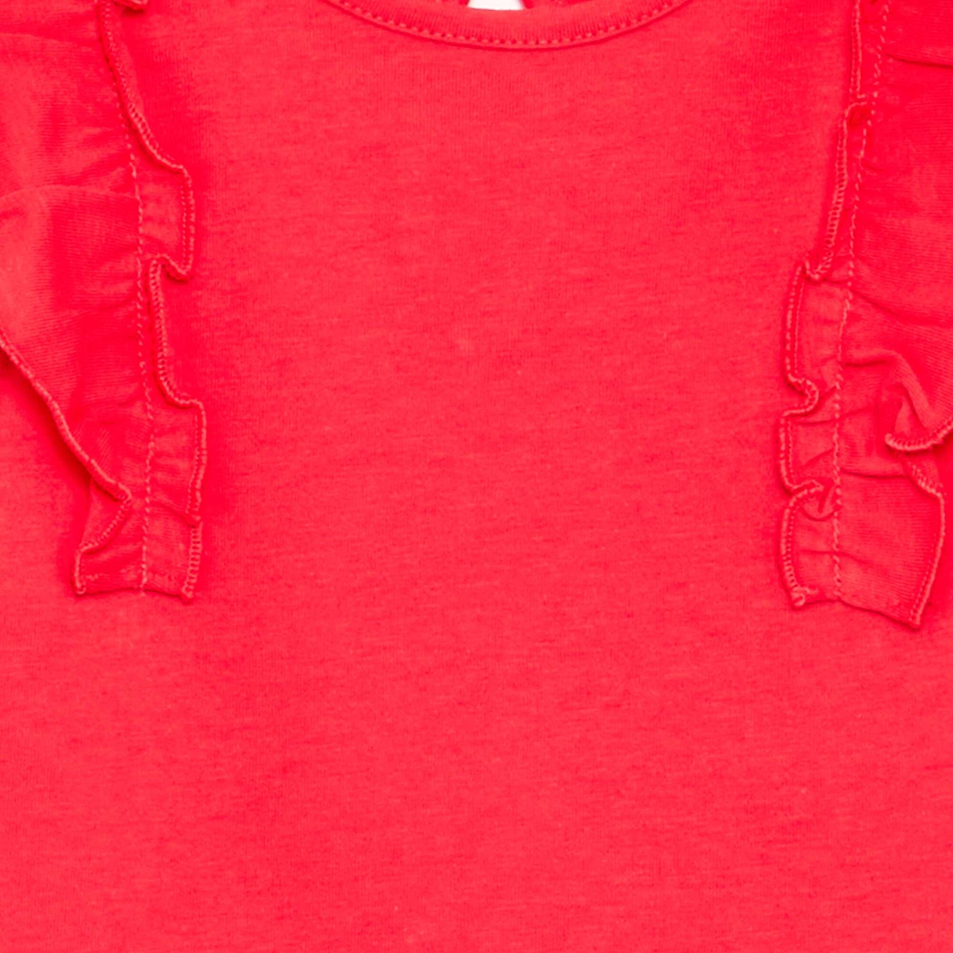 Ruffle-sleeved T-shirt RED
