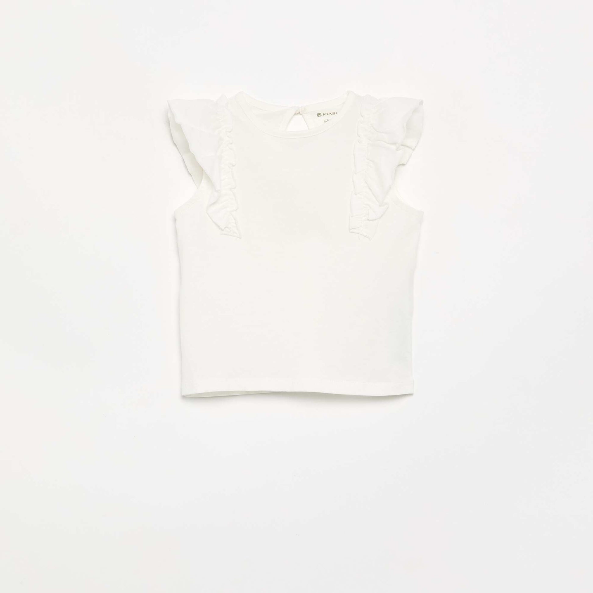 Ruffle-sleeved T-shirt WHITE