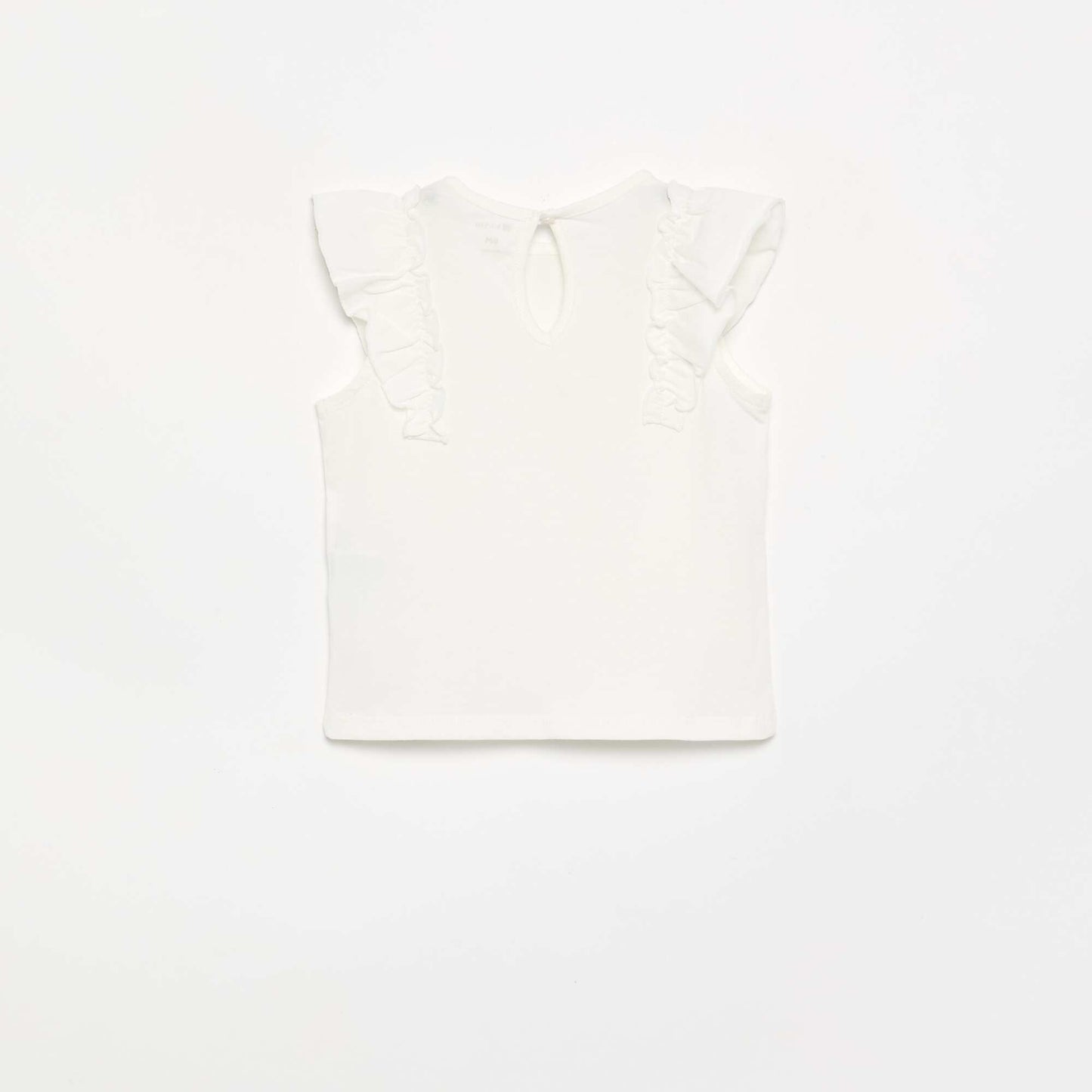 Ruffle-sleeved T-shirt WHITE