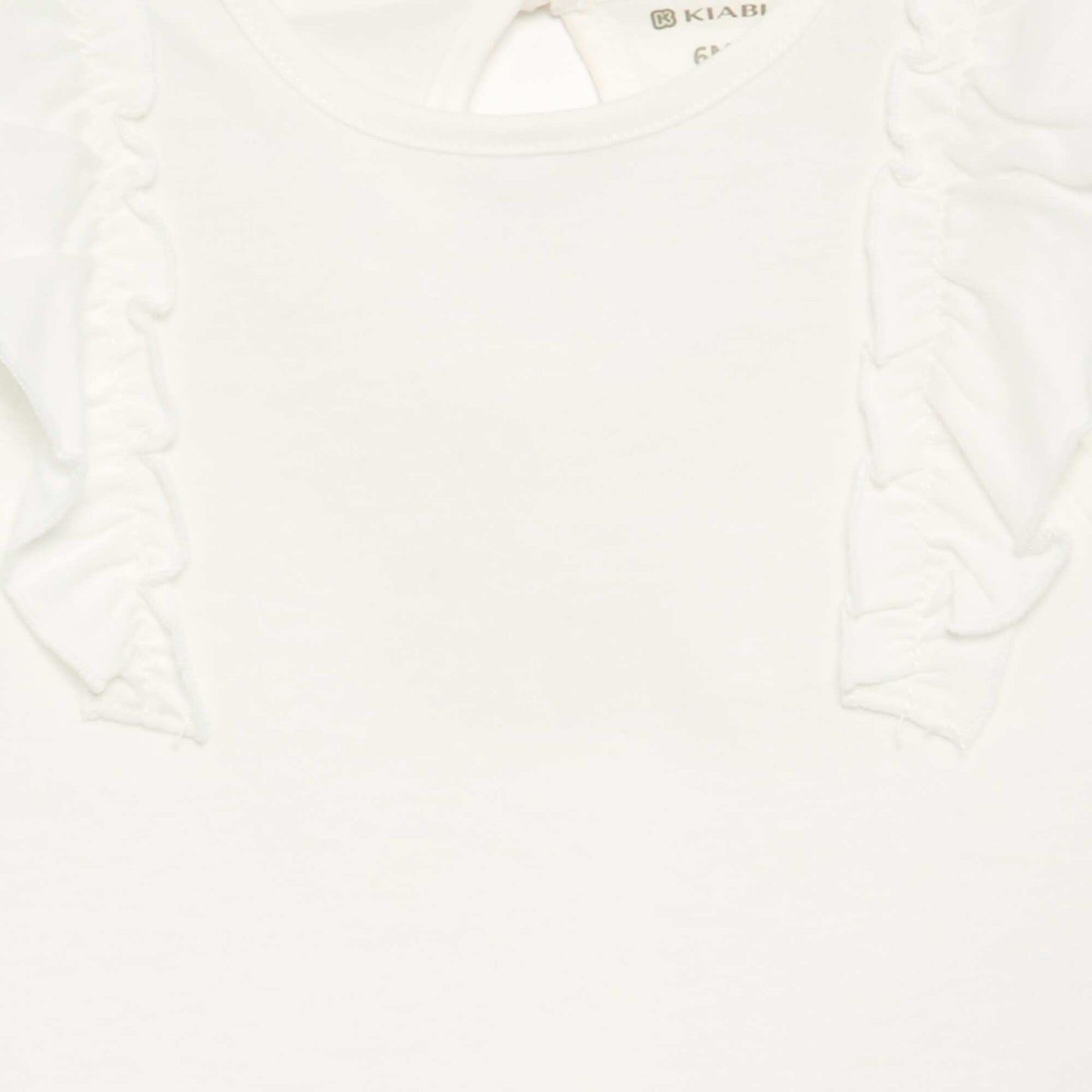 Ruffle-sleeved T-shirt WHITE
