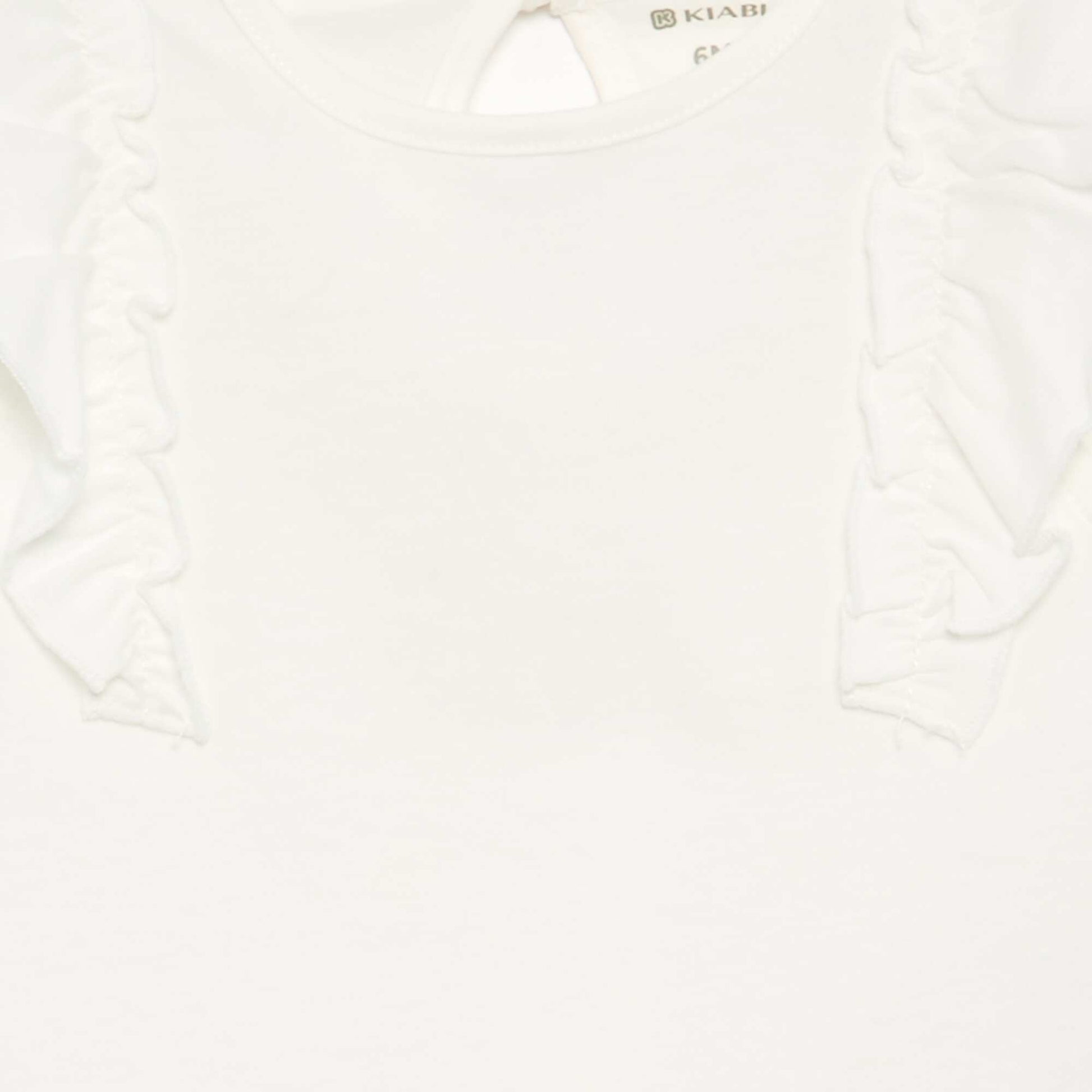 Ruffle-sleeved T-shirt WHITE