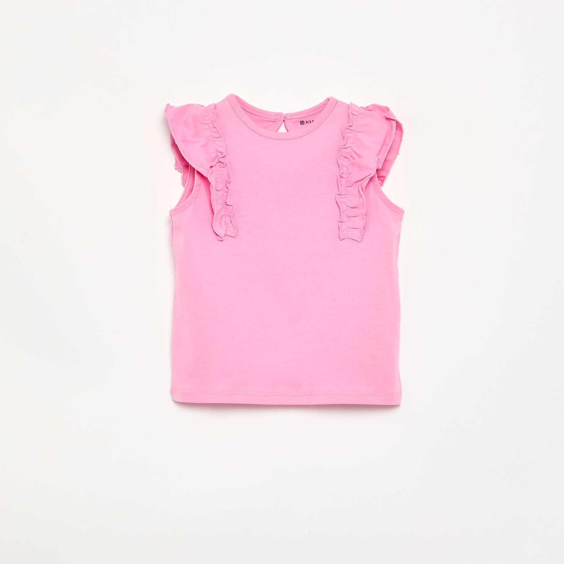 Ruffle-sleeved T-shirt PINK