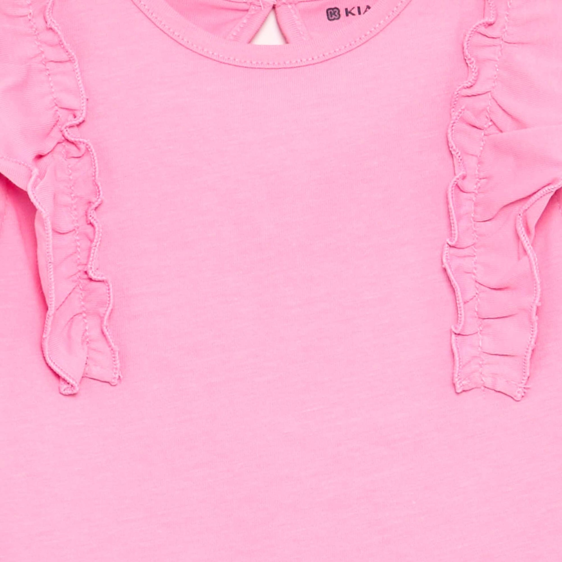 Ruffle-sleeved T-shirt PINK