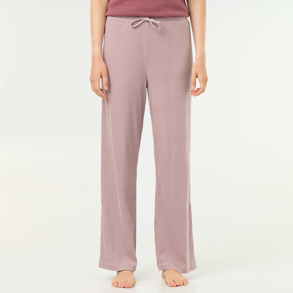 Ribbed Knit Pajama Pants LIGHT BROWN