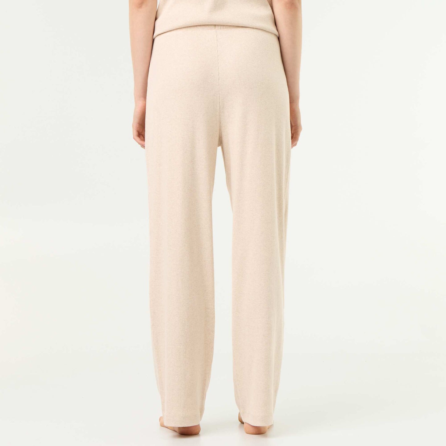 Ribbed Knit Pajama Pants BEIGE
