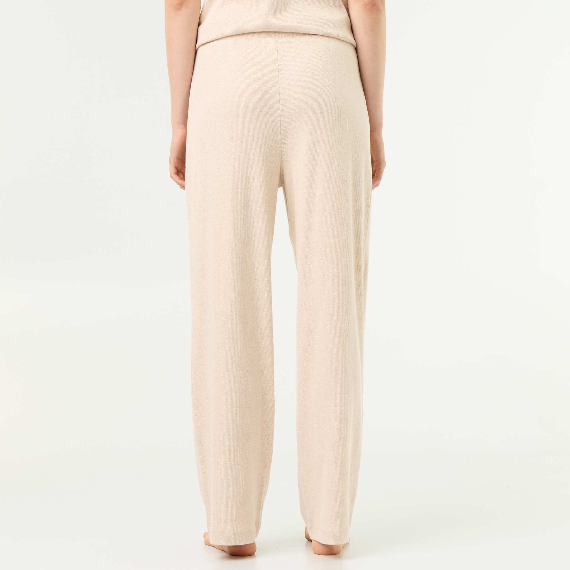 Ribbed Knit Pajama Pants BEIGE