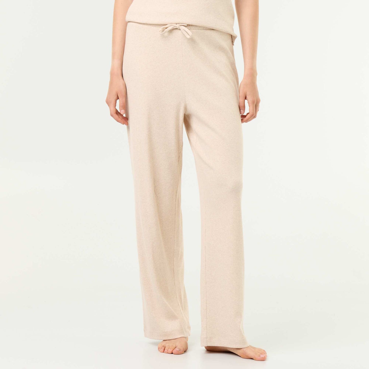 Ribbed Knit Pajama Pants BEIGE