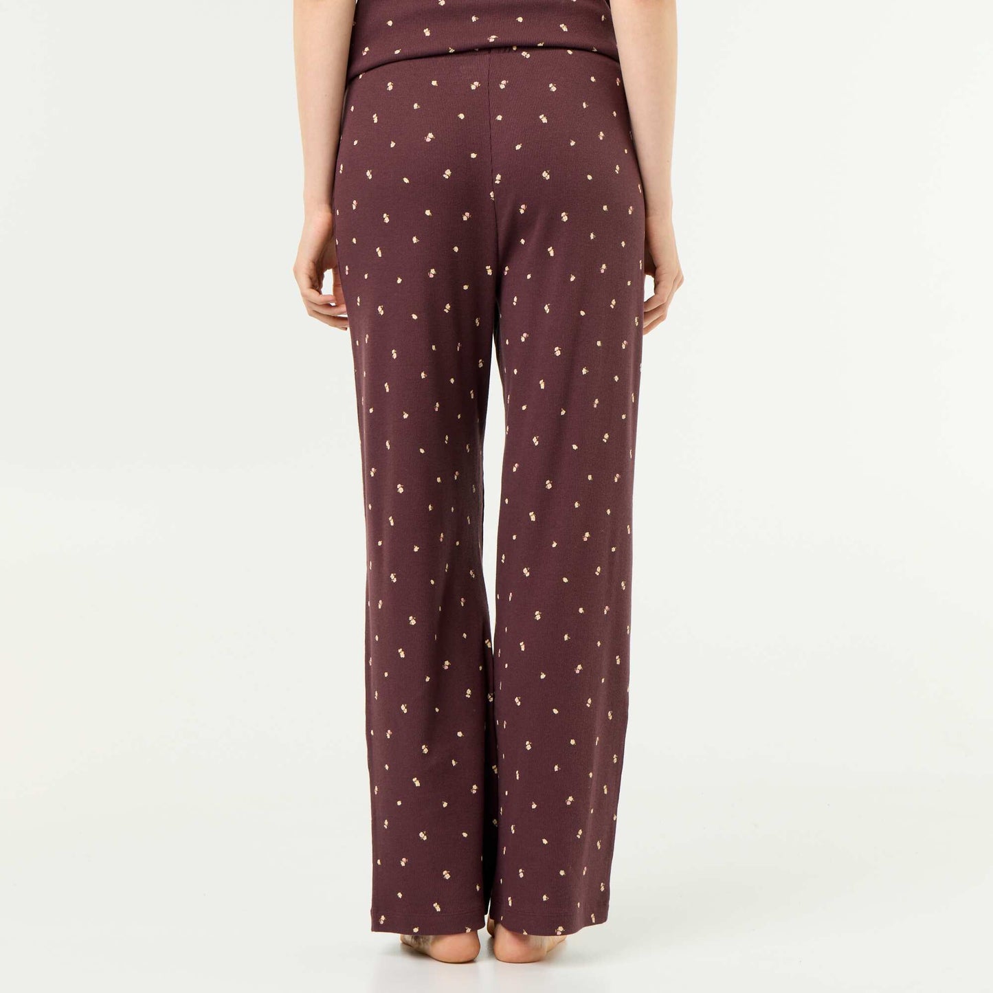 Ribbed knit pajama pants DARK BROWN