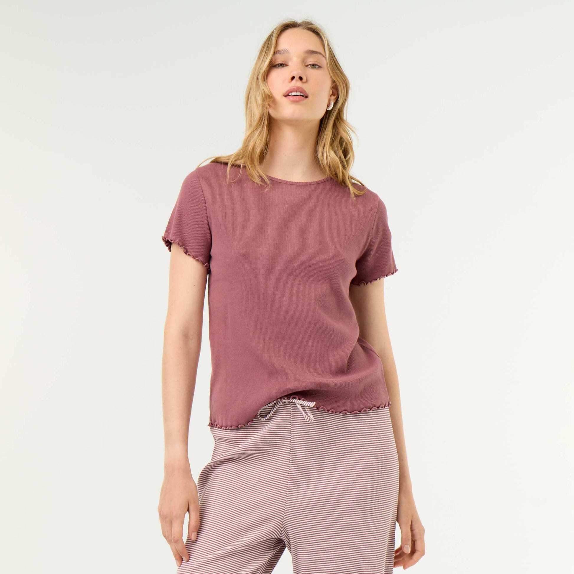 Ribbed Pyjama T-Shirt PINK