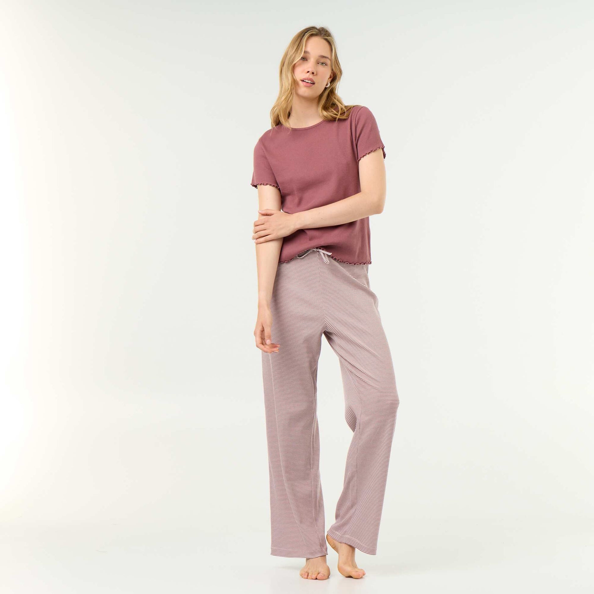 Ribbed Pyjama T-Shirt PINK