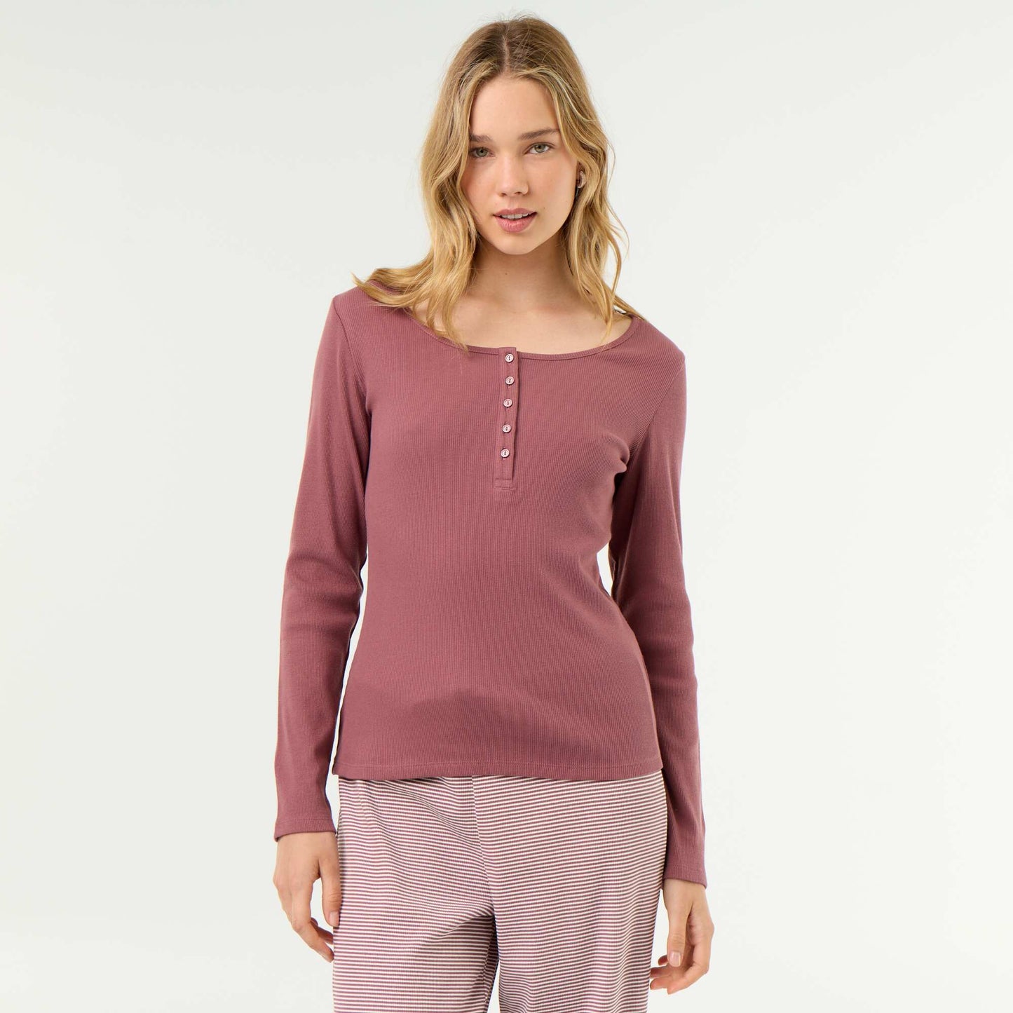 Ribbed Knit Pyjama T-shirt PINK