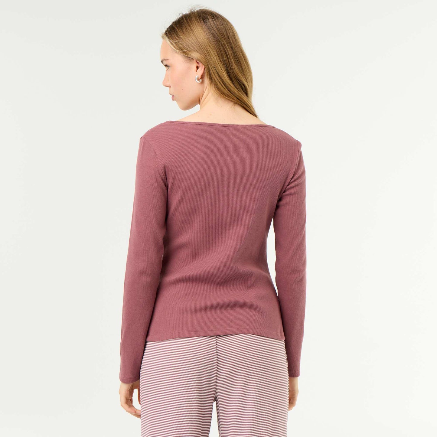 Ribbed Knit Pyjama T-shirt PINK