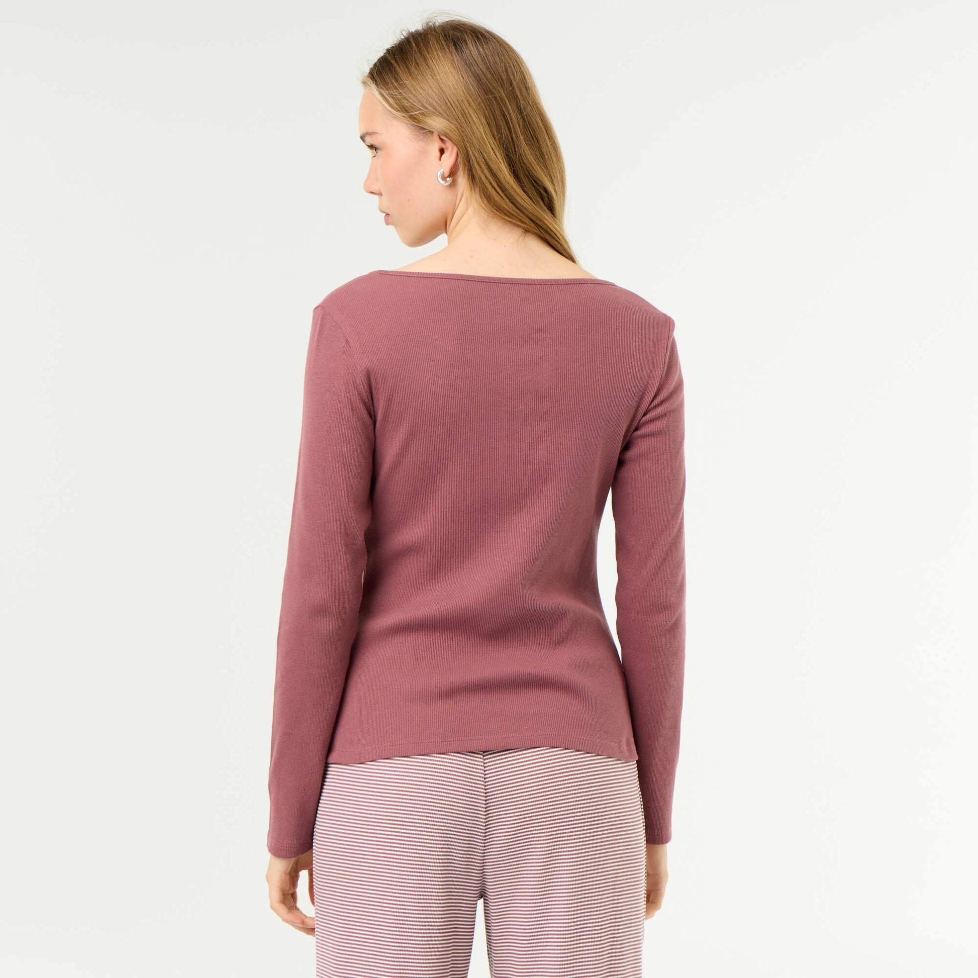 Ribbed Knit Pyjama T-shirt PINK