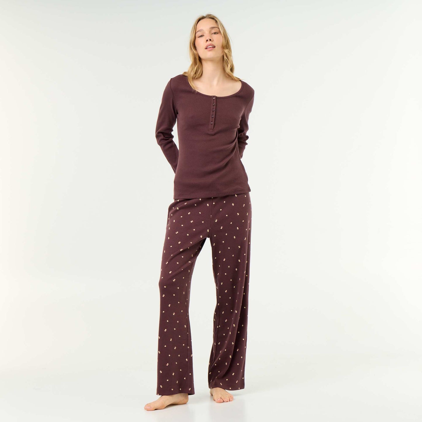 Ribbed Knit Pyjama T-shirt PURPLE