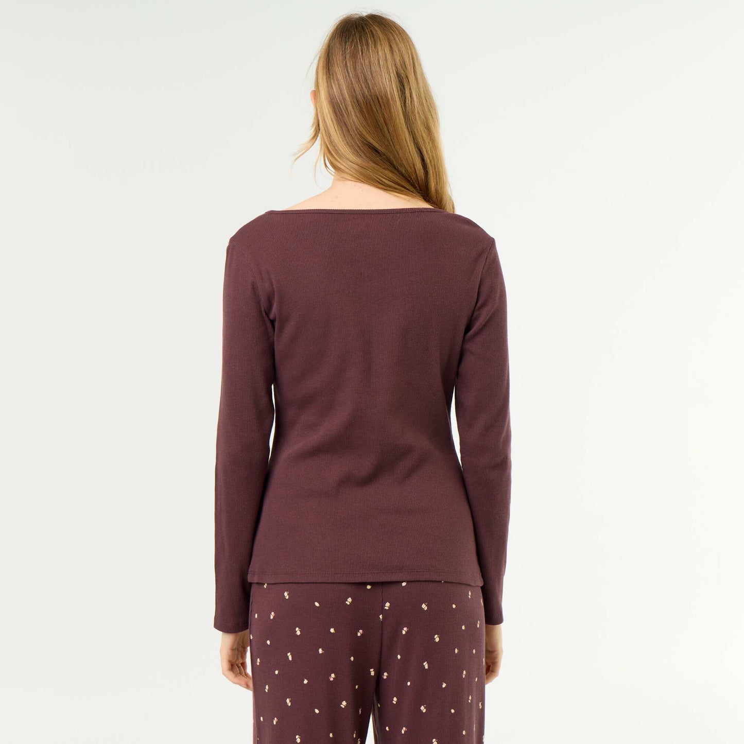 Ribbed Knit Pyjama T-shirt PURPLE