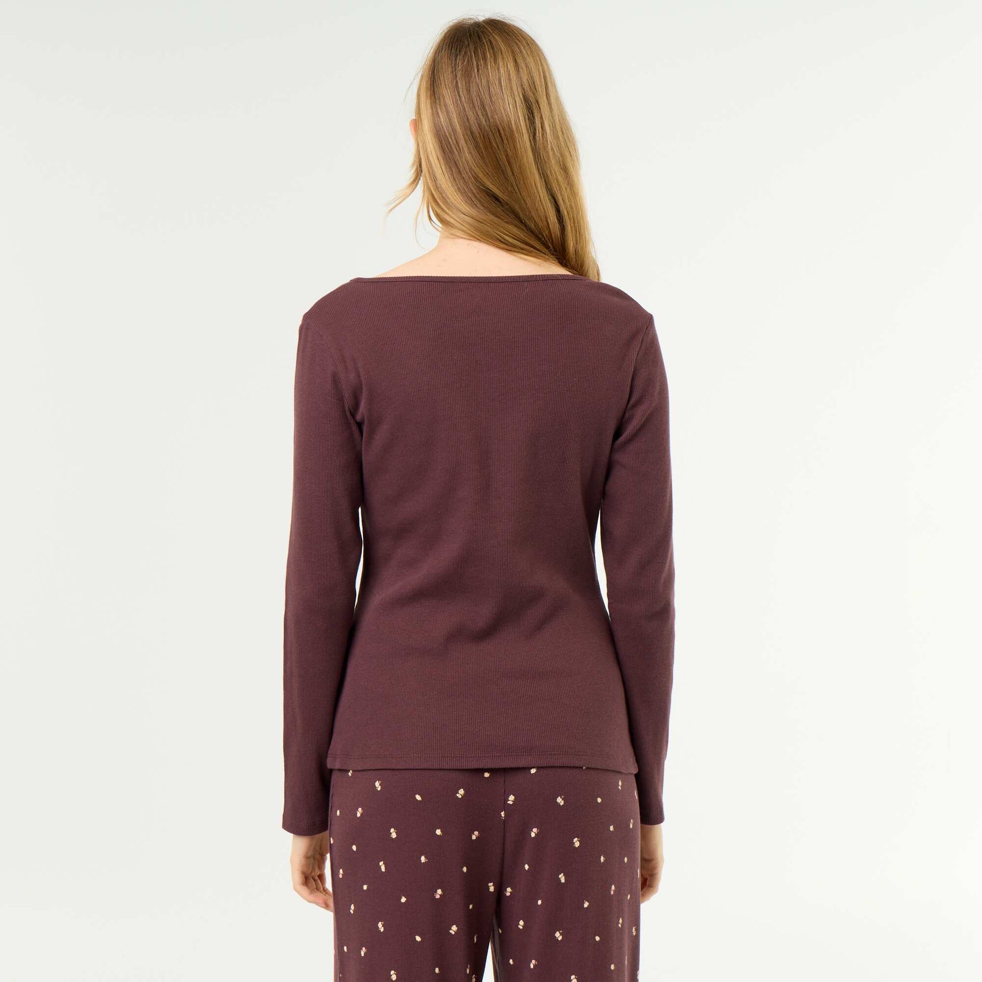 Ribbed Knit Pyjama T-shirt PURPLE
