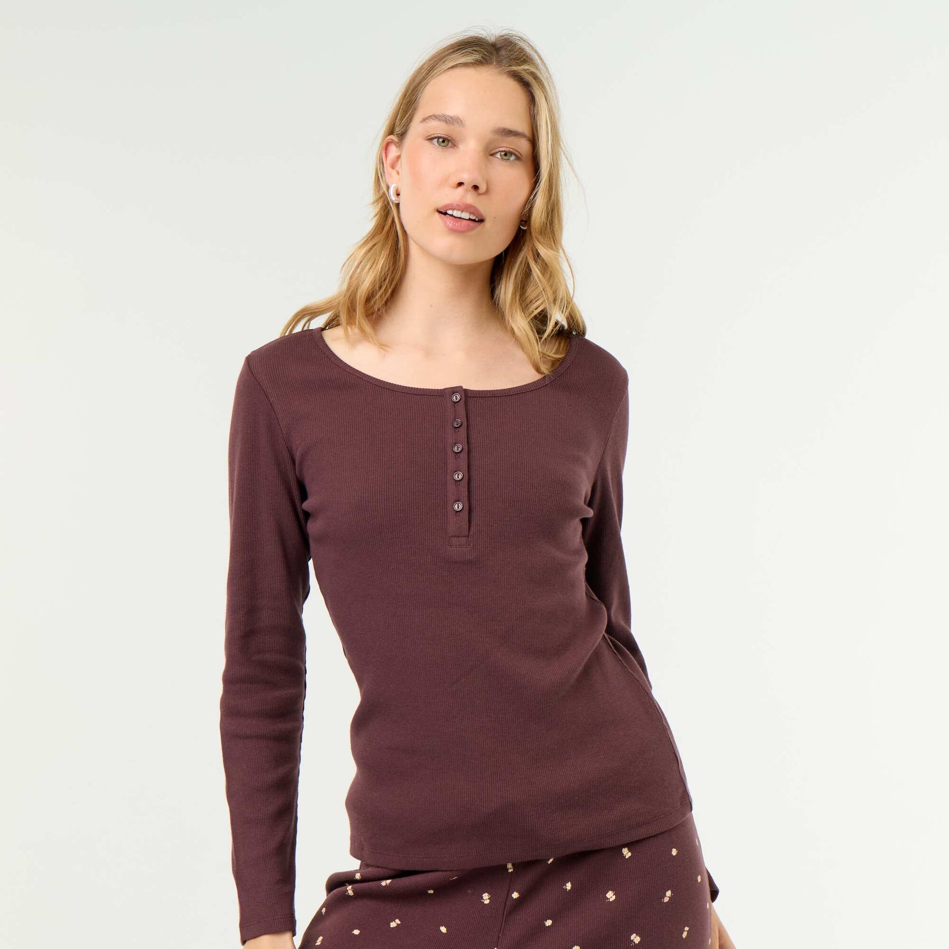 Ribbed Knit Pyjama T-shirt PURPLE