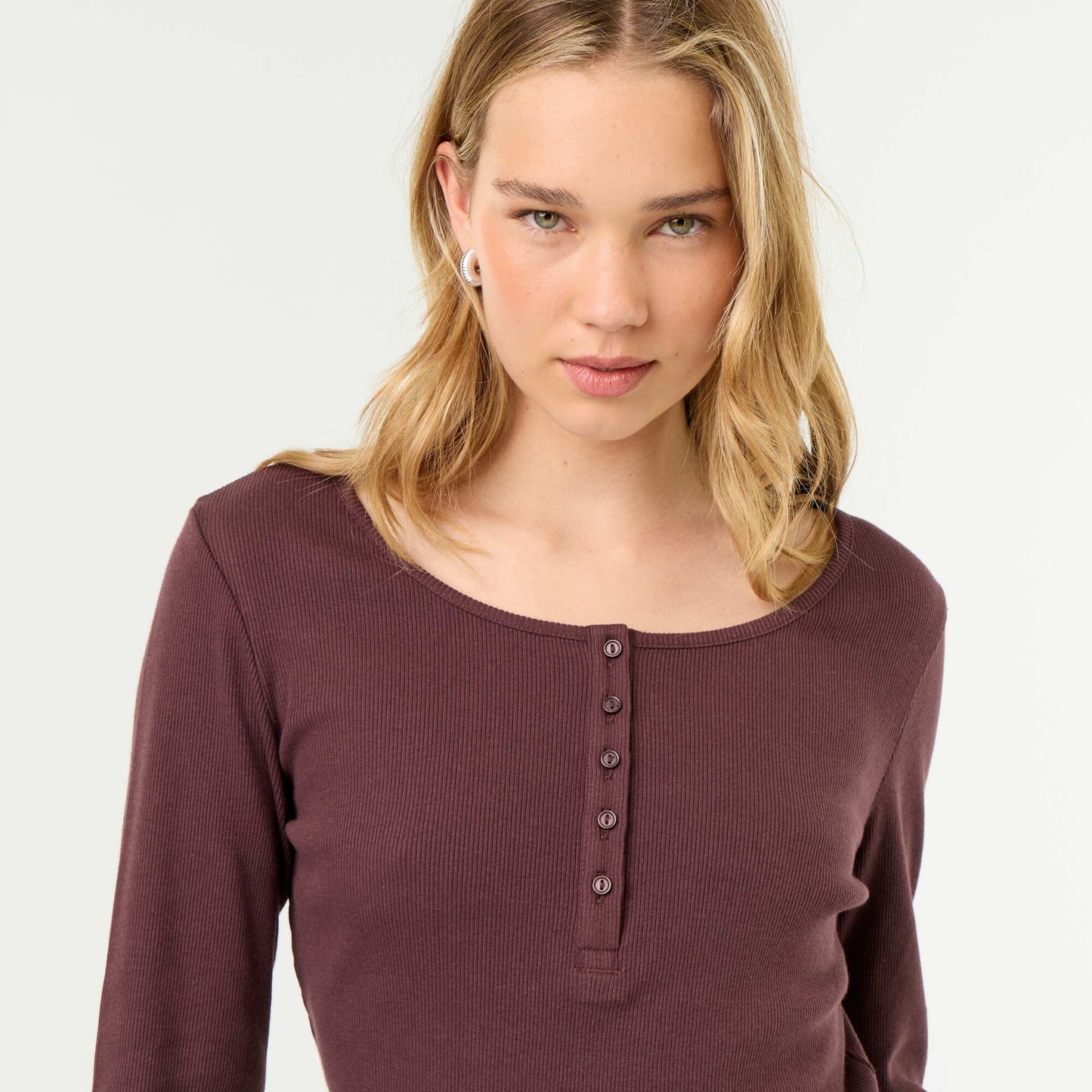 Ribbed Knit Pyjama T-shirt PURPLE