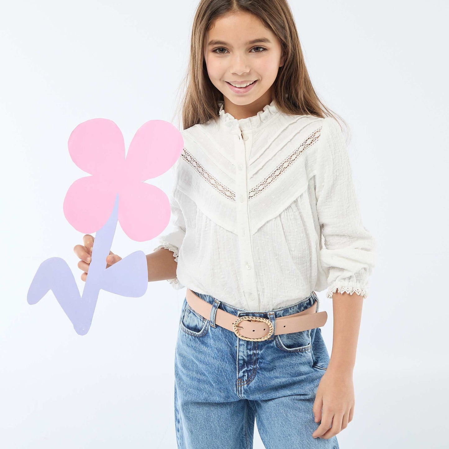 Cotton Dobby Blouse WHITE