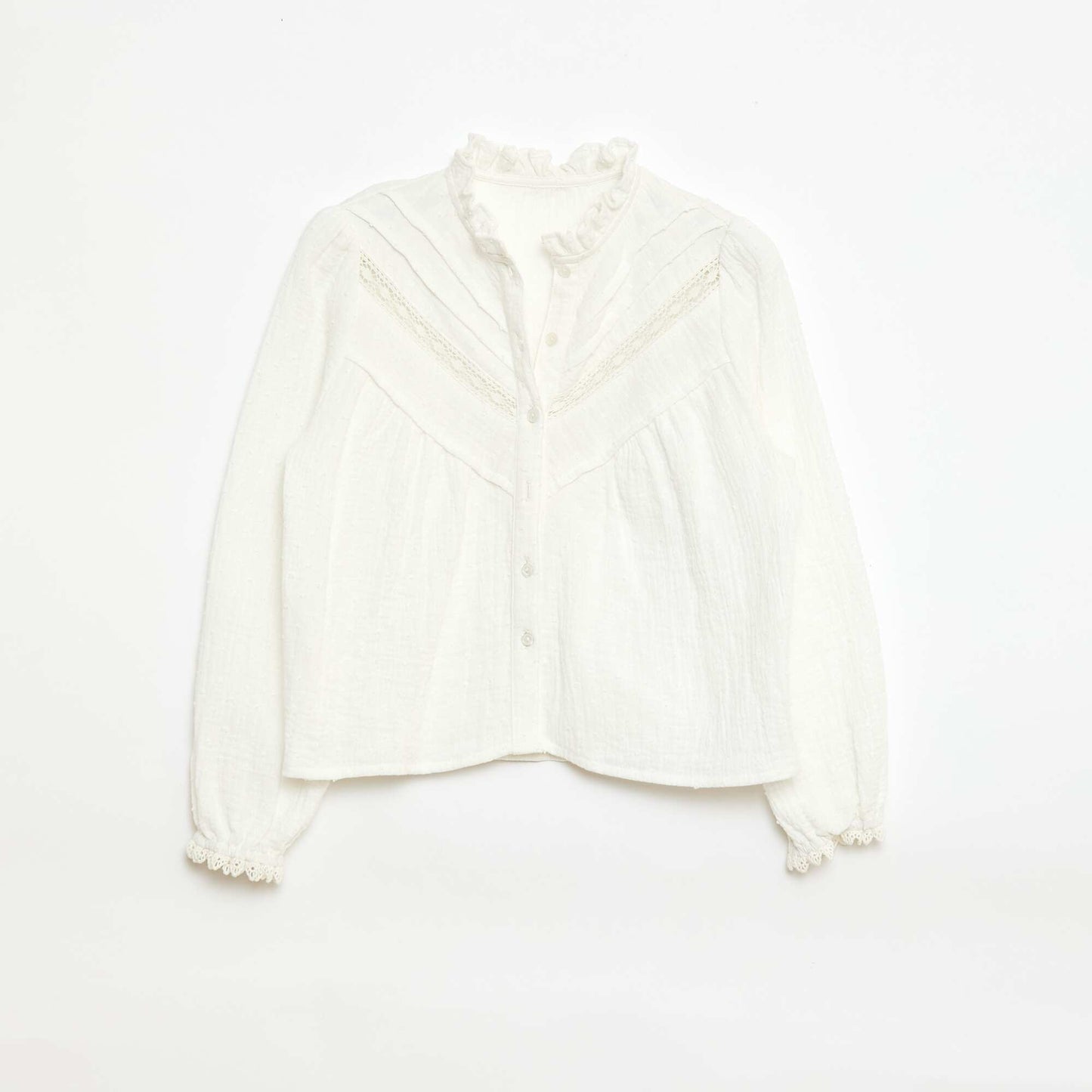 Cotton Dobby Blouse WHITE