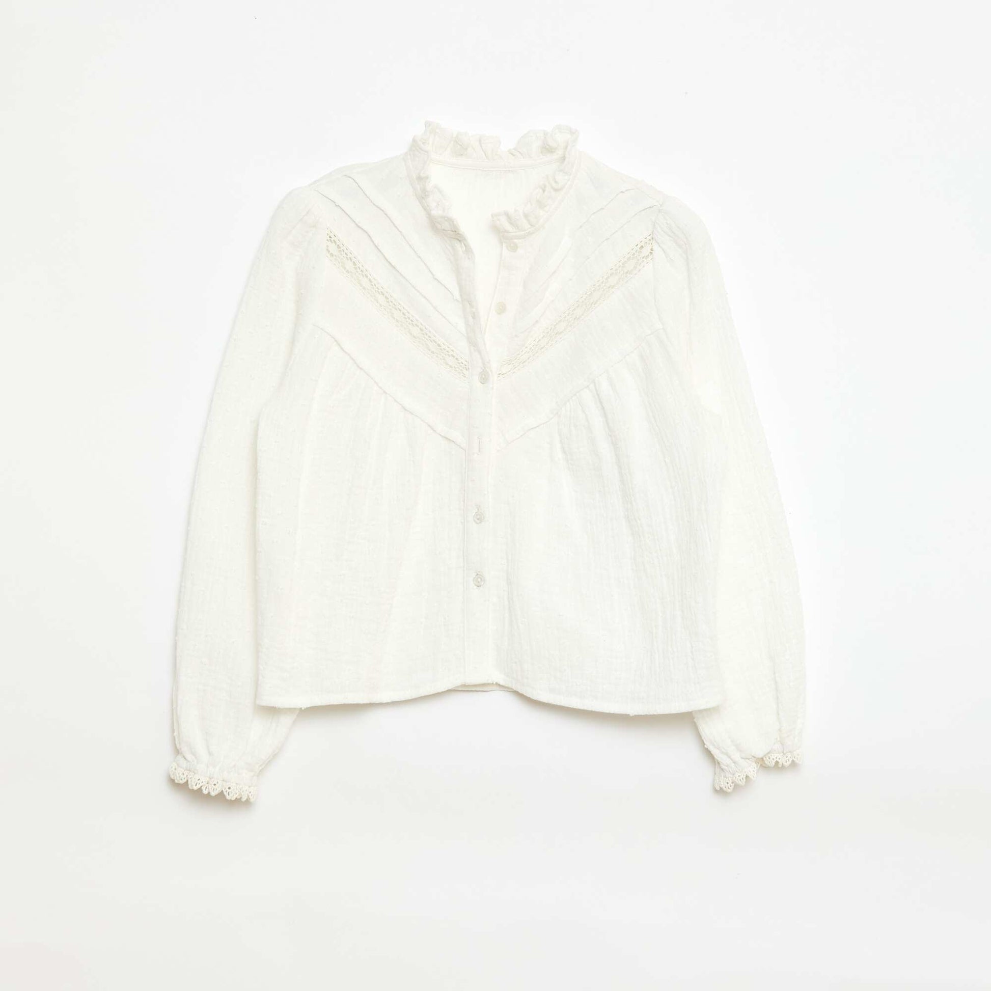 Cotton Dobby Blouse WHITE