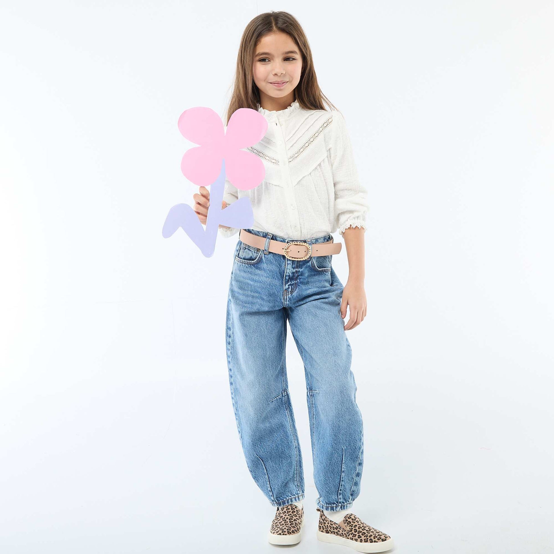 Cotton Dobby Blouse WHITE