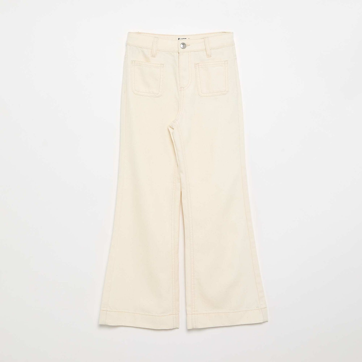 Denim Flare Trousers WHITE